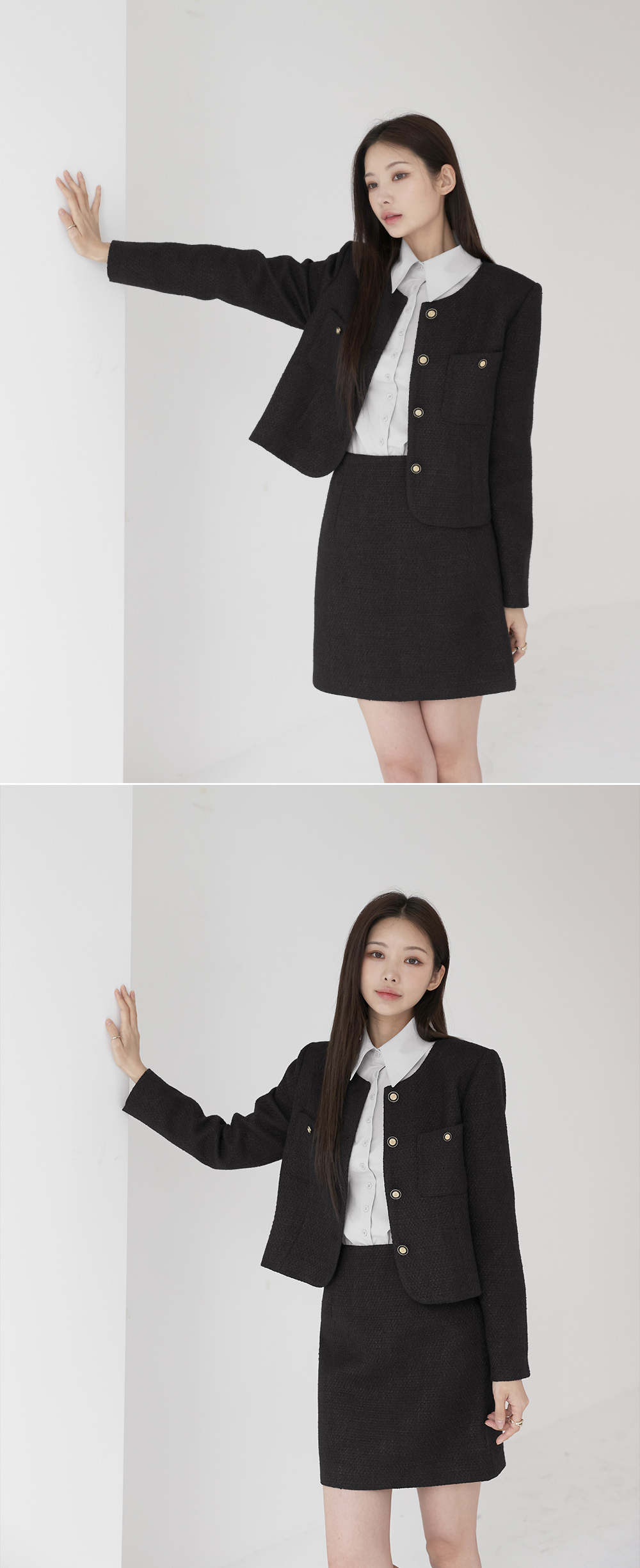 [자체제작/7천장판매] 리엘 트위드 노카라자켓 스커트 셋업 (1color) 상세 이미지 10