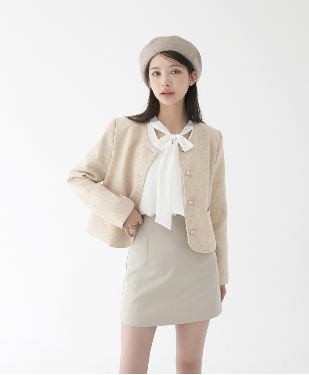 코인 네츄럴 라운드넥 자켓